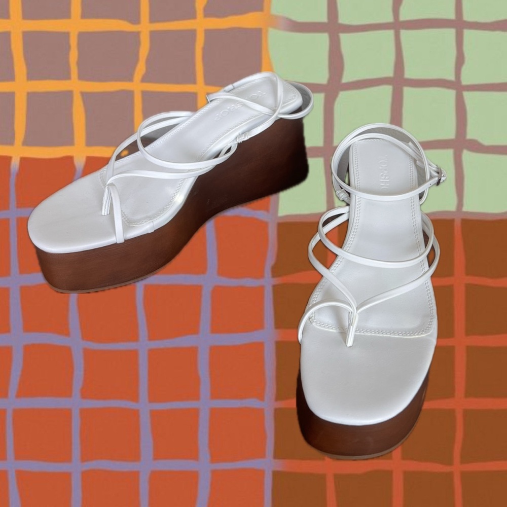 Topshop / ASOS White Strappy Platform Sandals